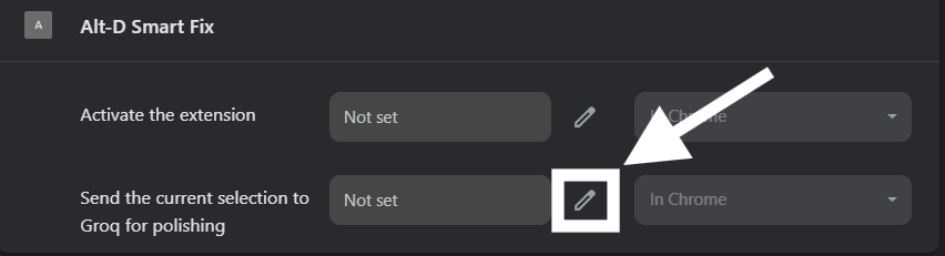 Setting Alt+D keyboard shortcut